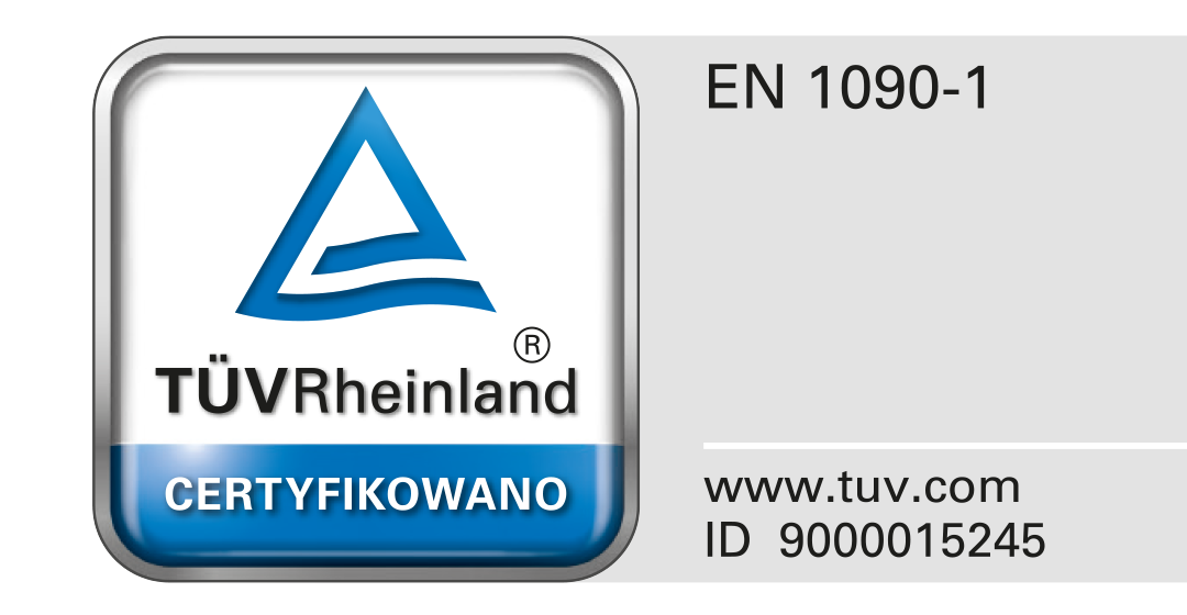 Ilustracja przedstawia logo certyfikatu TUVRheinland