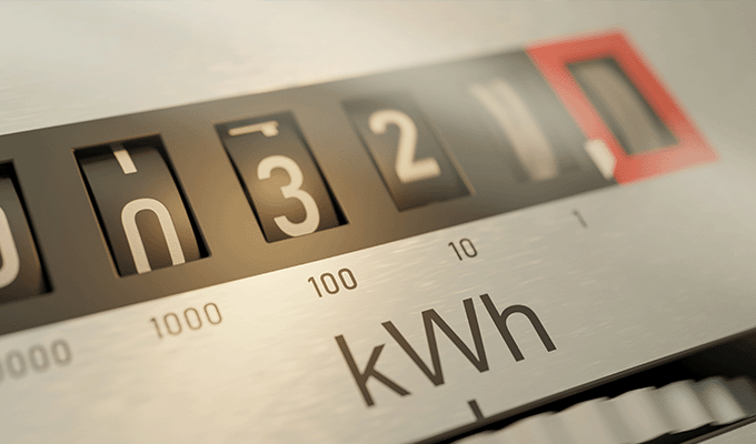 Liczniku prądu pokazujący wartość kWh